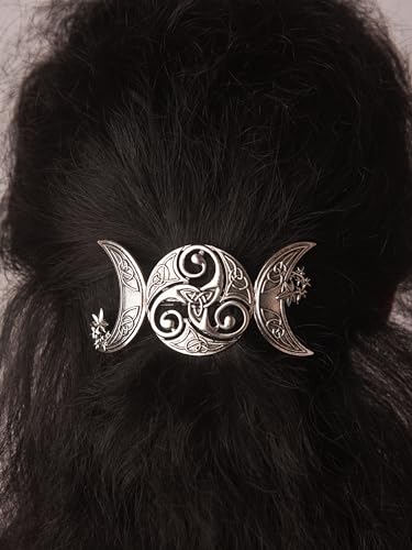 Vintage Celtic Knot Triple Moon Hair Clip Jewelry for Women