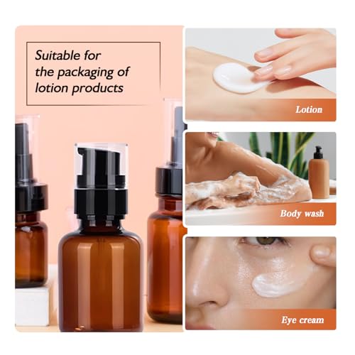 2-Pack 120ml Amber Plastic Lotion Bottles with Pump Travel Refill Containers