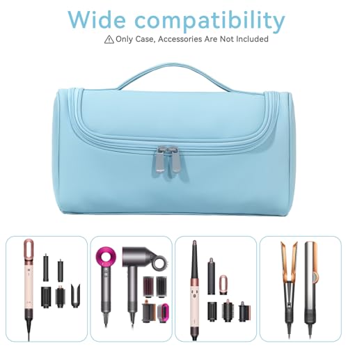 Portable Travel Case for Dyson Airwrap - Sky Blue Organizer with Hook