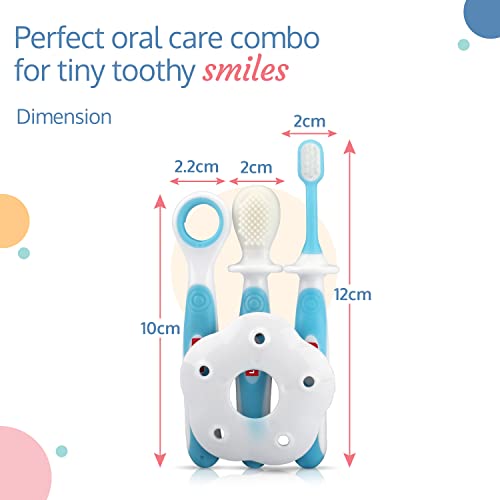 Luv Lap Baby Toothbrush Set with Anti Choking Shield - White/Blue