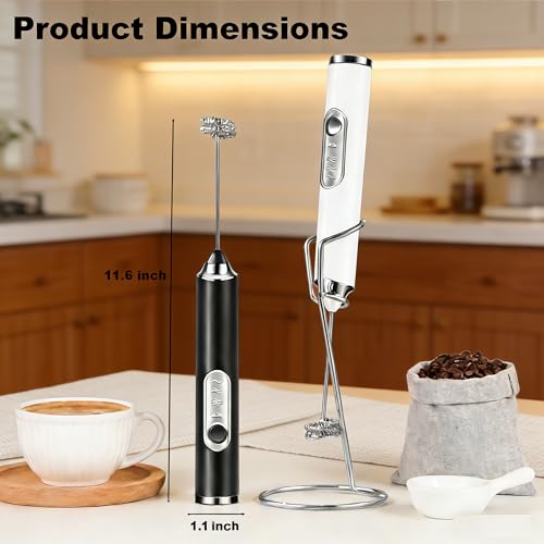 Rechargeable Handheld Milk Frother with 3 Speed Settings