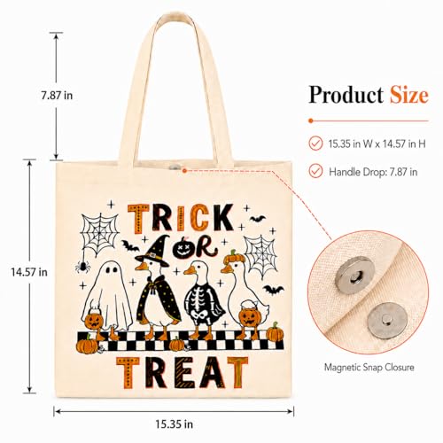 Halloween Canvas Tote Bag - Reusable Trick or Treat Bag