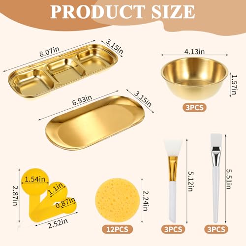22-Piece Gold Facial Bowl and Brush Set for Spa & DIY Skincare