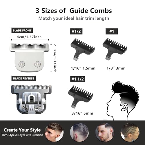 40mm T-Blades with 3 Guard Combs for Wahl Trimmers - Compatible & Precise