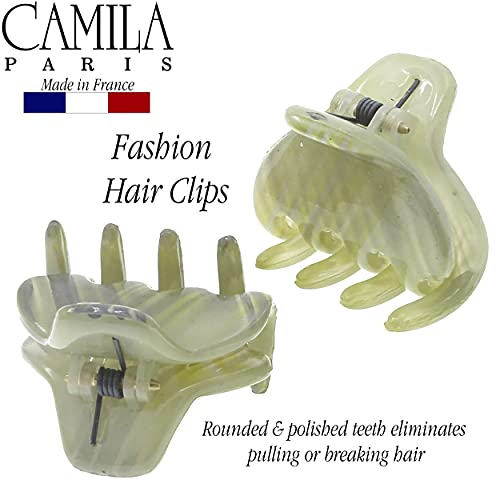 Camila Paris Green 1-Inch French Small Claw Hair Clips Set of 2 for Women