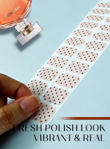 Pink Polka Dot Gel Nail Strips - 44 Pcs, No UV Light Needed, Long Lasting & Easy Apply