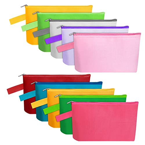 10-Pack Cotton Canvas Cosmetic Bags with Zipper - DIY Craft Pouches (XS)