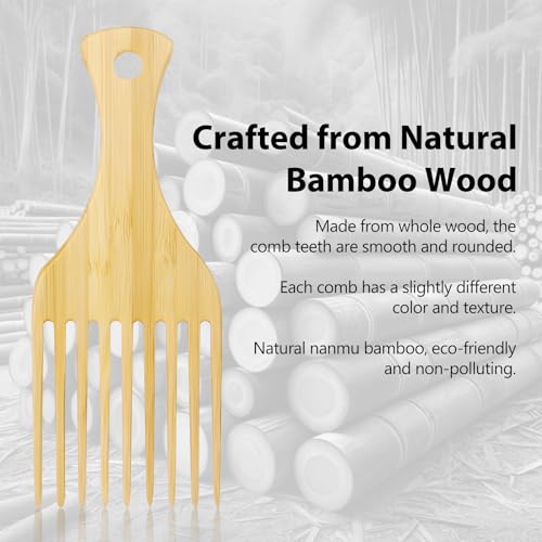 Bamboo Comb Set for Afro Hair - Eco-Friendly Detangling Picks