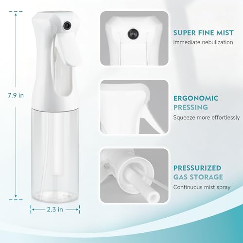 HPPFFY 6.8 OZ Continuous Spray Bottle - Ultra Fine Mist for Hair & More