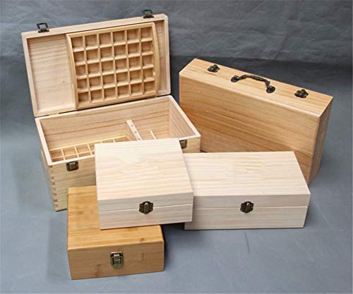 Pure Vie 25-Slot Wooden Essential Oil Storage Box with Container Cap Labels - Elegant Travel Organizer