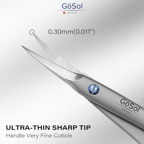 GÖSOL Professional Curved Cuticle Scissors - 420 Stainless Steel Precision