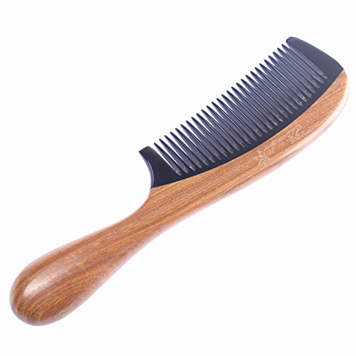 Breezelike Fine Tooth Wooden Hair Comb with Round Handle