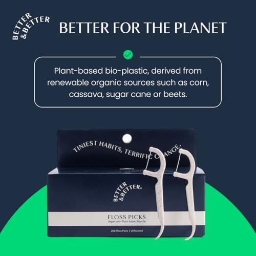Better & Better Biodegradable Vegan Floss Picks - 200 Count
