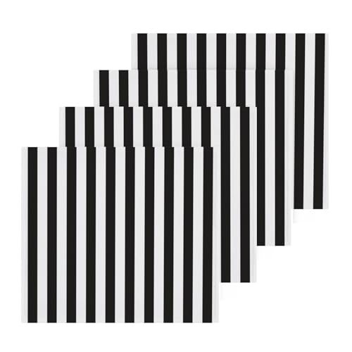 xigua Black and White Striped Cotton Washcloths - 12x12 Inch, 2 Pack