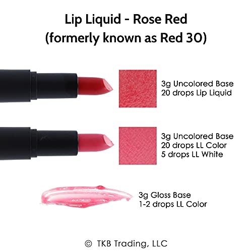 TKB Lip Liquid Color Rose Red 1 Fl Oz DIY Lip Gloss Pigment, Made in USA