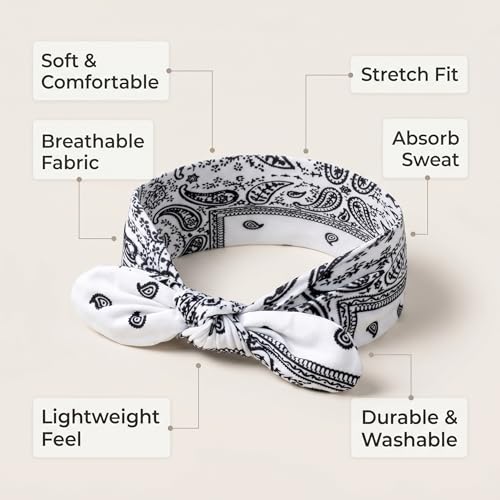 13-Piece Bandana Bow Headbands Set - Soft Elastic Rabbit Ear Hair Wraps