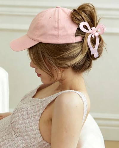 Molans 3pcs Bow Hair Clips for Women - White/Pink/Purple, Cute Thick Hair Claw Accessories
