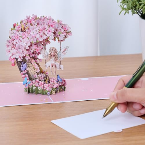 3D Pop-Up Fairy Birthday Card with Rhinestones - Handmade Gift