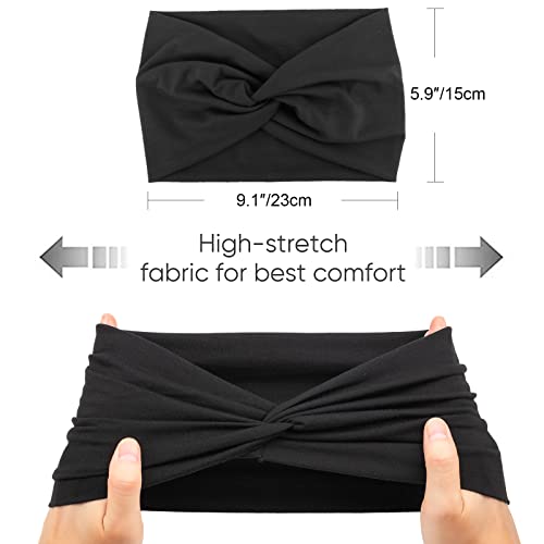 AQOKKA Extra Wide Turban Headbands for Women - 8 Pack Solid Colors