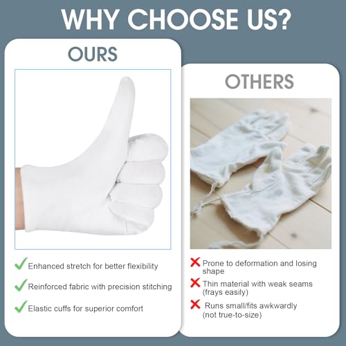 24 Pcs Moisturizing Cotton Gloves for Dry Hands & Eczema