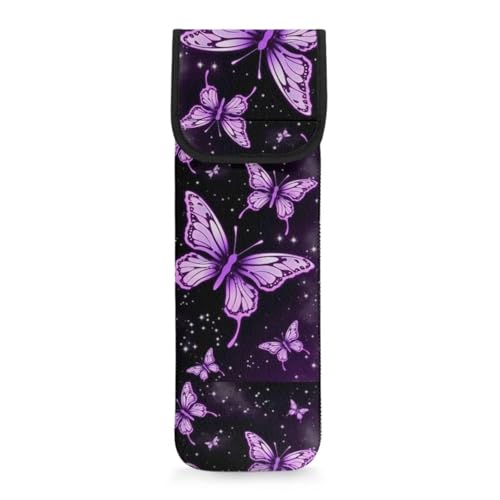Flashideas Purple Butterfly Heat-Resistant Neoprene Curling Iron Case - Flat Iron/Brush Holder with Pocket