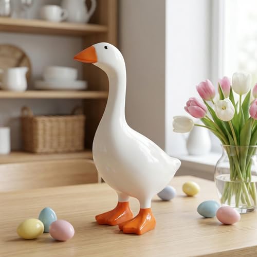 7-Inch Mini Goose Statue - Cute Resin Desk Decor & Key Holder