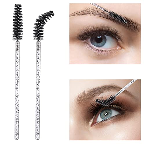 100 Disposable Mascara Wands with Container - Black Eyelash Brushes