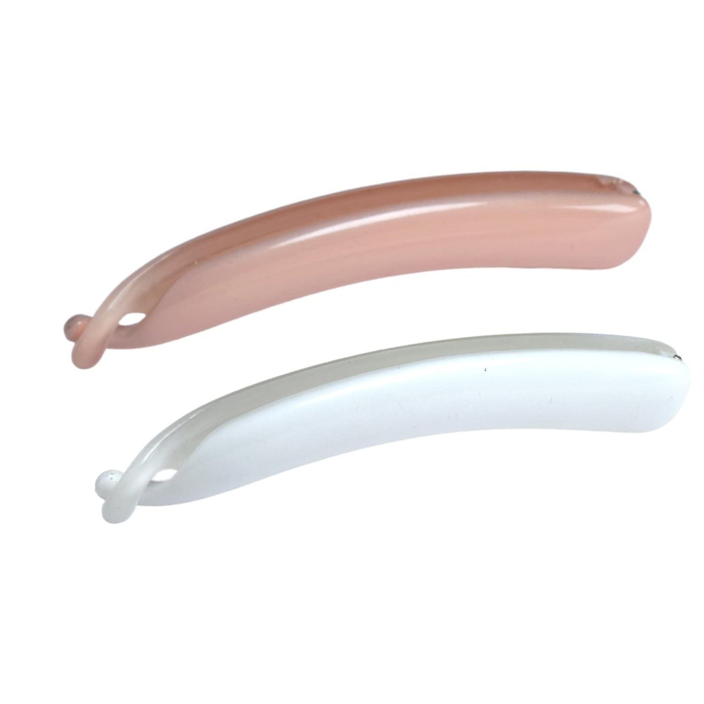 Parcelona French Small 3 ¾” Celluloid Set of 2 French Banana Hair Clip Flexible Ponytail Holder Fashion Durable Styling Women Hair Accessories, Made in France