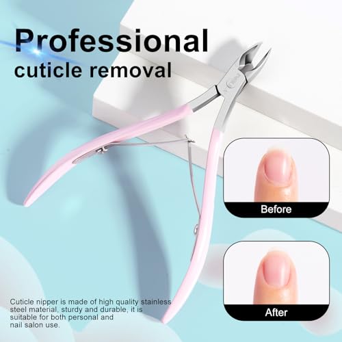 NXJ INFILILA Pink Cuticle Nippers - Sharp Stainless Steel Cuticle Clippers for Women, Professional Nail Salon & Home Use (Pack of 2)