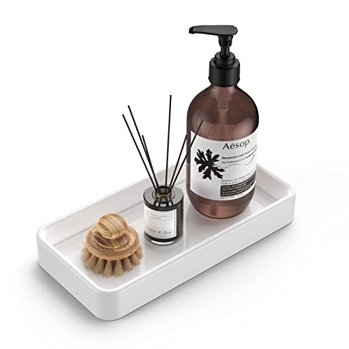 Gurygo 8" White Ceramic Vanity Tray - Versatile Bathroom & Kitchen Organizer
