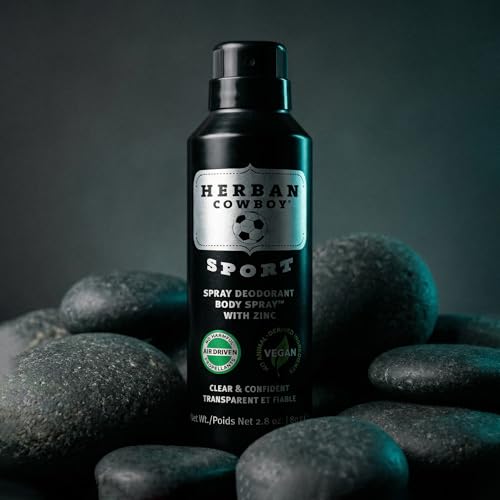 Herban Cowboy Men's Dry Spray Deodorant Sport 2.8 oz Vegan, Paraben-Free, No Phthalates