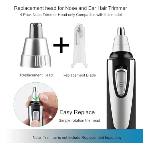 GOMINYUF 4-Pack Nose & Ear Trimmer Replacement Heads with Cleaning Brush