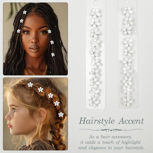 Mini Rhinestone Flower Hair Clips for Women - 20 Pack