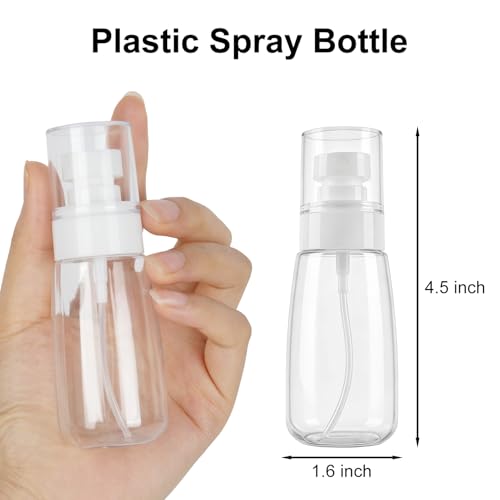 QIHANS 2 Pack Clear 2oz/60ml Leak-Proof Fine Mist Spray Bottles for Personal Care