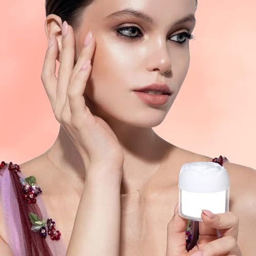24 Pink Rose-Shaped Cosmetic Jars - Leak-Proof Plastic Containers for Makeup & Skincare