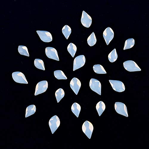 Tisslan White Opal Flame & Round Flatback Rhinestone Nail Art Set (530pcs)