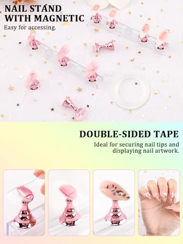 YOOVR Pink 28-in-1 Nail Art Tools Set with Stand - Professional Nail Brushes & Accessories