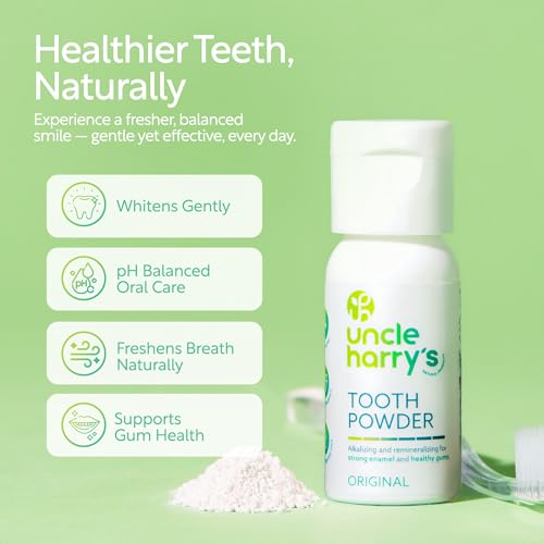 Uncle Harry's Natural Tooth Powder 1 oz - Original, Fluoride-Free, Breath Freshening