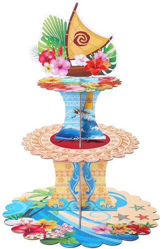 3-Tier Hawaiian Cupcake Stand for Luau Party Decorations