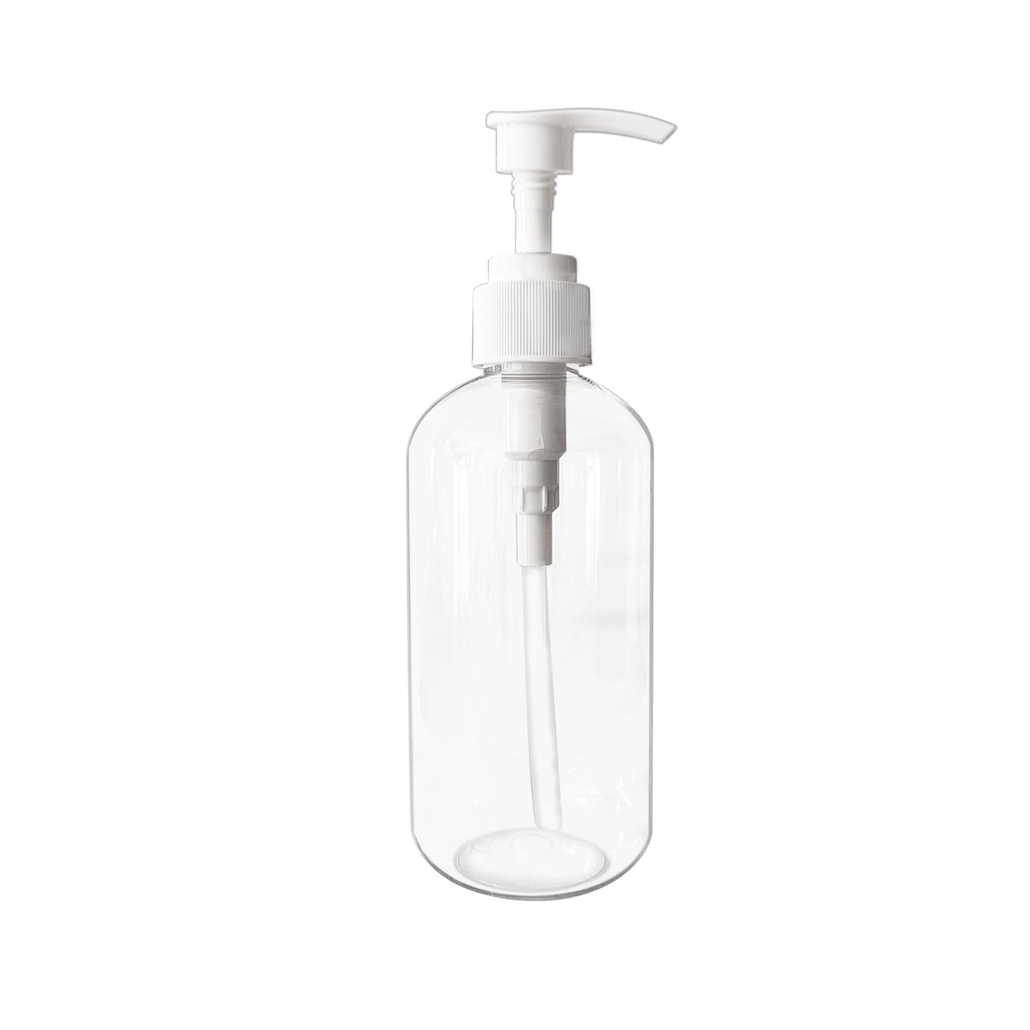 Empty Plastic Bottles with Pump Dispenser, 8 oz, Clear/White, 2 Pack, Refillable Containers for Body Wash, Moisturizer, Face Cream, Liquid Soap