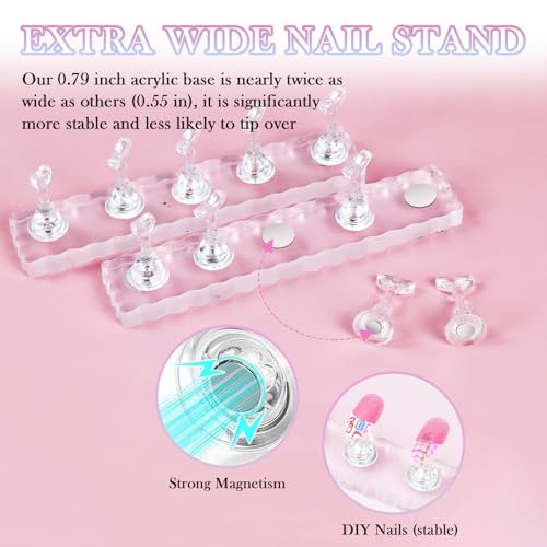 Press-On Nail Stand & Packaging Bag Set - 50 PCS Aurora Pink Storage Kit