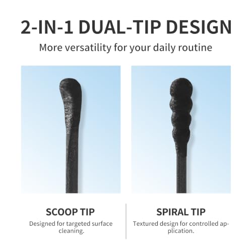 T&K Black Cotton Swabs 160 Ct - Dual Tips Ear & Makeup Cleaning Kit