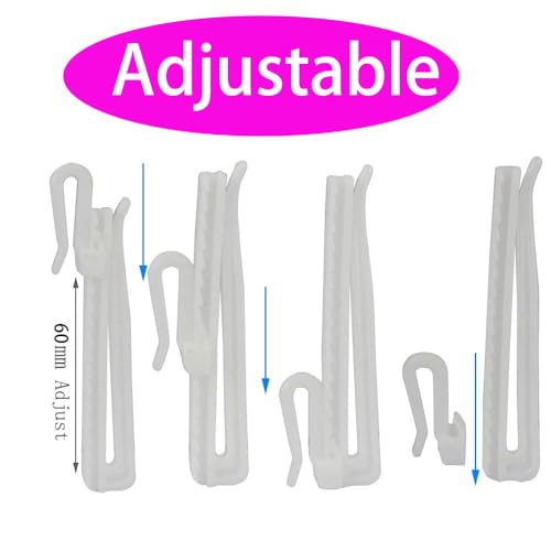 30 Pcs Adjustable Curtain Hooks for Drapes & Shower Curtains