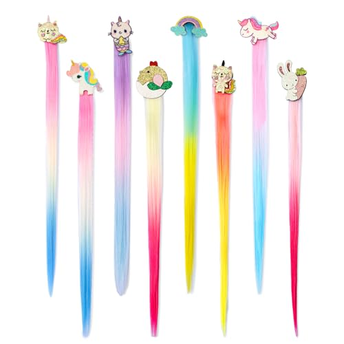 Little World Animal Straight Rainbow Hair Clips 8PK for Girls & Kids - Toddler Hair Accessories