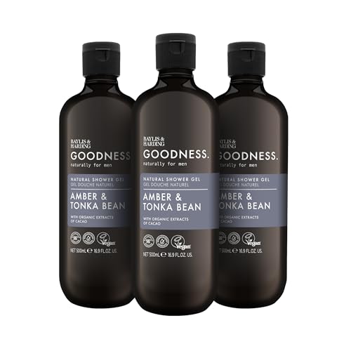 Baylis & Harding Amber & Tonka Bean Men's Shower Gel - 3 Pack, 16.9 Fl. Oz