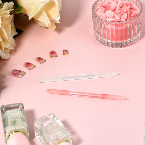 Glass Cuticle Pusher Set - Double-Headed Nail Trimmer & Remover