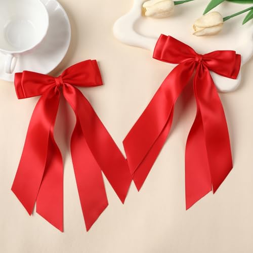 Double Layer Red Hair Bows Clips for Women & Girls - 2 PCS