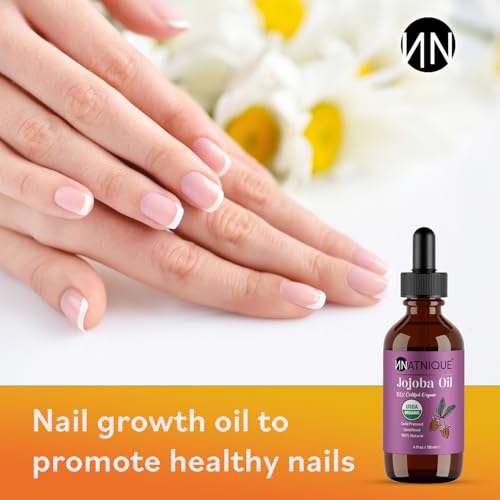 Natnique Organic Jojoba Oil – Pure Cold Pressed Skin, Hair & Nail Care (4 Oz)