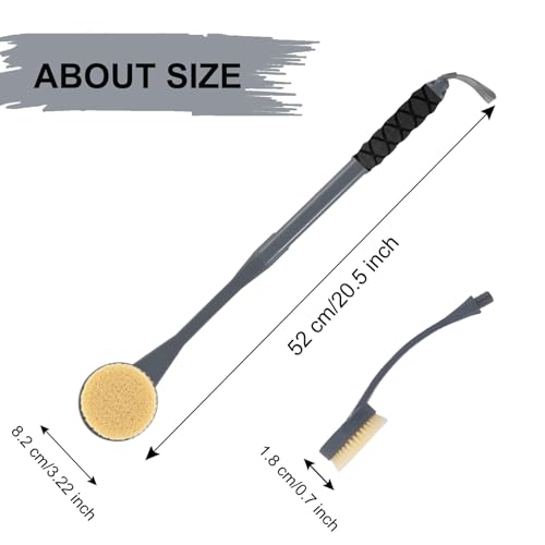 Gobiteli Back Scrubber for Shower,20.5" Long Handle Shower Brush for Body for Deep Clean,Back Brush for Shower for Men Women(Grey)