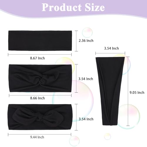 4-Pack Women's Black Headbands - Stretchy Anti-Slip Design for Yoga & Everyday Use